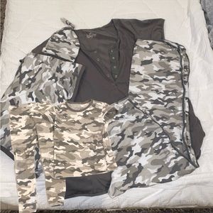 BABY BE MINE MOM & BABY & TODDLER GRAY CAMO MATCHING SET